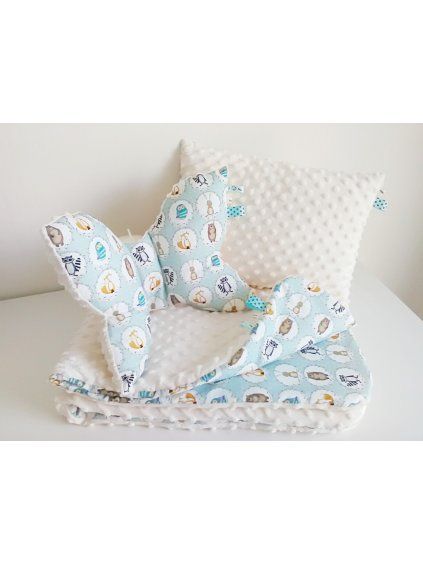 zestaw minky 3 elementy zwierzaki 1 2