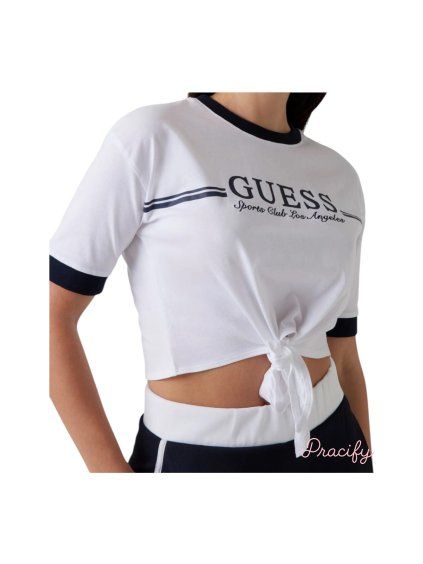 Dámské tílko GUESS s uzlem, bílé (Damské oblečení M)