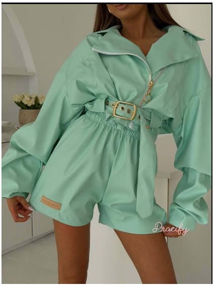 MIA MAISON Boujee bunda z ekokůže mint (Velikost One Size)