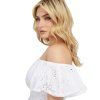 Dámský top GUESS - španělský vzor, volánky - bílý