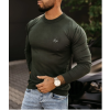 OLAVOGA Pánský žebrovaný svetr oversize CREW - Khaki barva