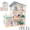 TOOKY TOY Velký dřevěný domeček pro panenky + figurky FSC