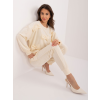 Dámská béžová dvoudílná sametová souprava s mašlemi