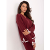 Dámský tmavě červený pletený set s kalhotami
