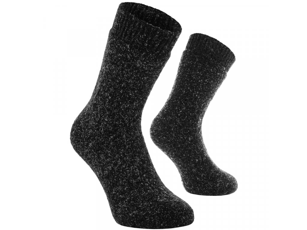 Zimní vlněné ponožky VM 8006 WOOL balení 1 PÁR - černá