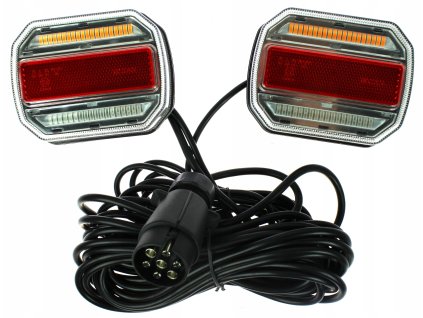 Světla s dynamickým blinkrem na přívěsný vozík s 12m kabelem, 4 funkce, montáž na magnet, 12-24V (TT.12019L)