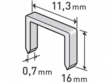 spony, balení 1000ks, 16mm, 11,3x0,52x0,70mm