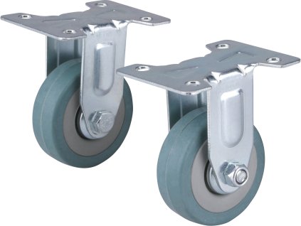 kolečka pevná s obručí ze šedé pryže, sada 2ks, průměr 50mm