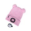 čepice s čelovkou 4x25lm, USB nabíjení, růžová se třpytkou a bambulemi, dětská