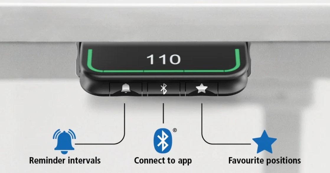 Ovládání stolu DeskTherapy řady D při použití ovladače s Bluetooth DPG1C