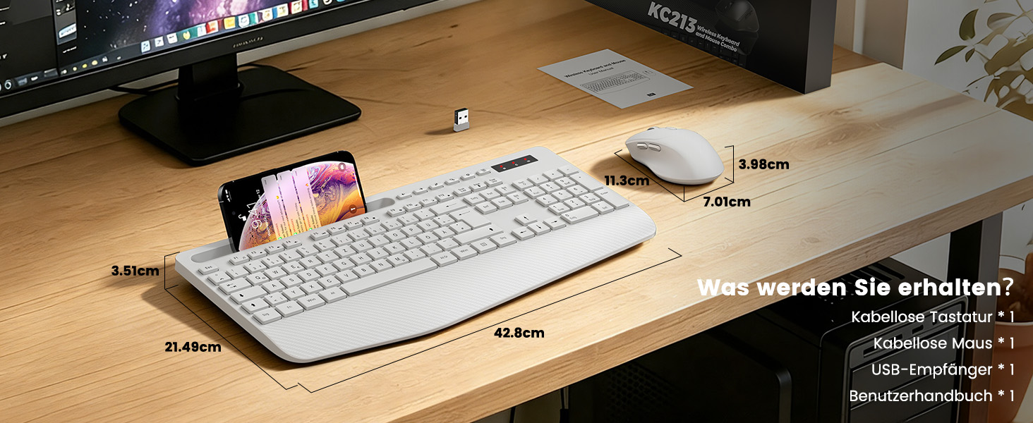Rozměry ergonomické klávesnice a myši SABLUTE