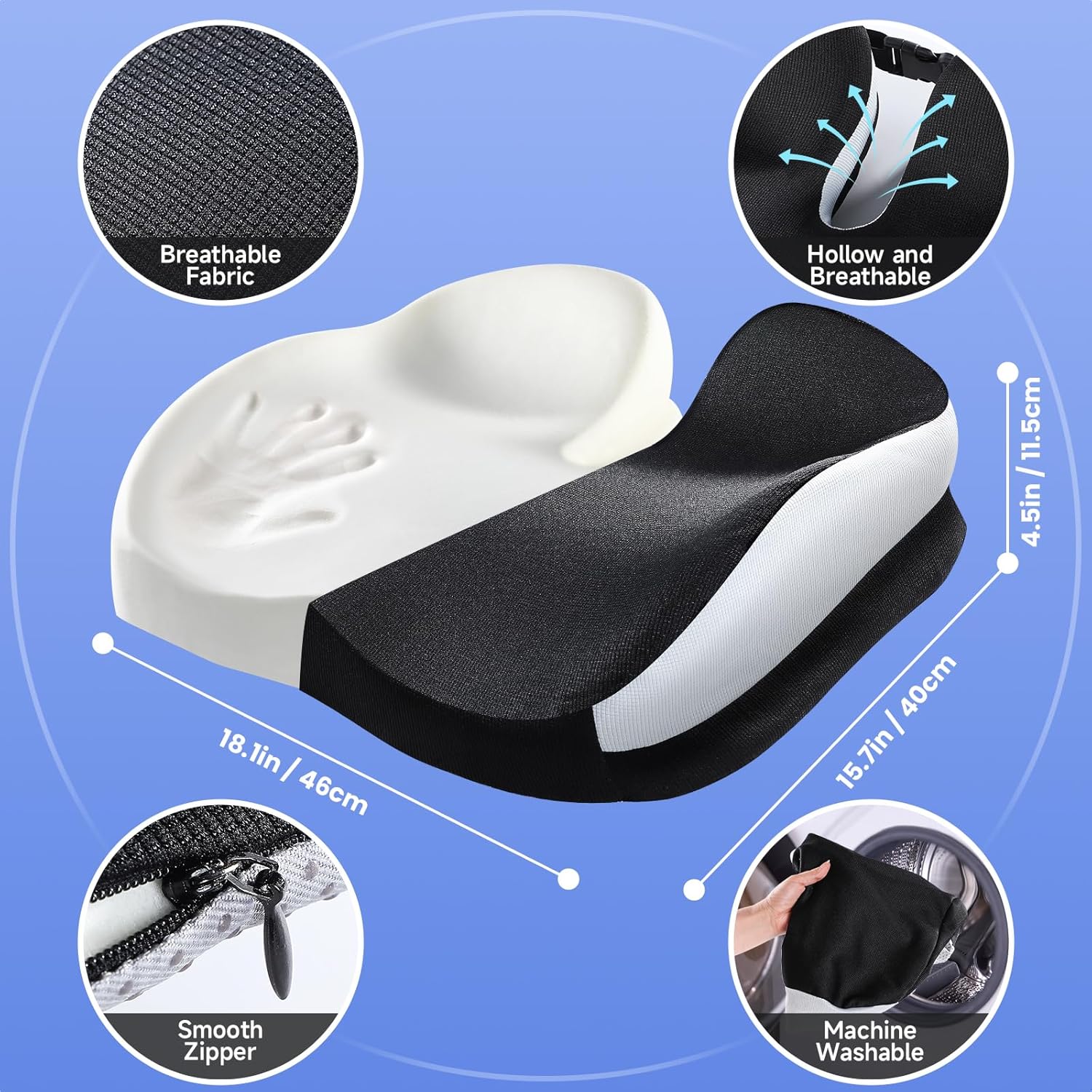 Rozměry ergonomického sedáku Qutool