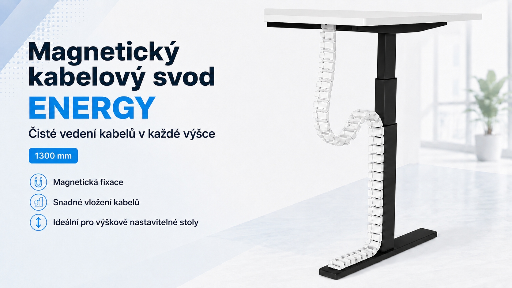 Magnetický kabelový svod ENERGY pro výškově nastavitelný stůl