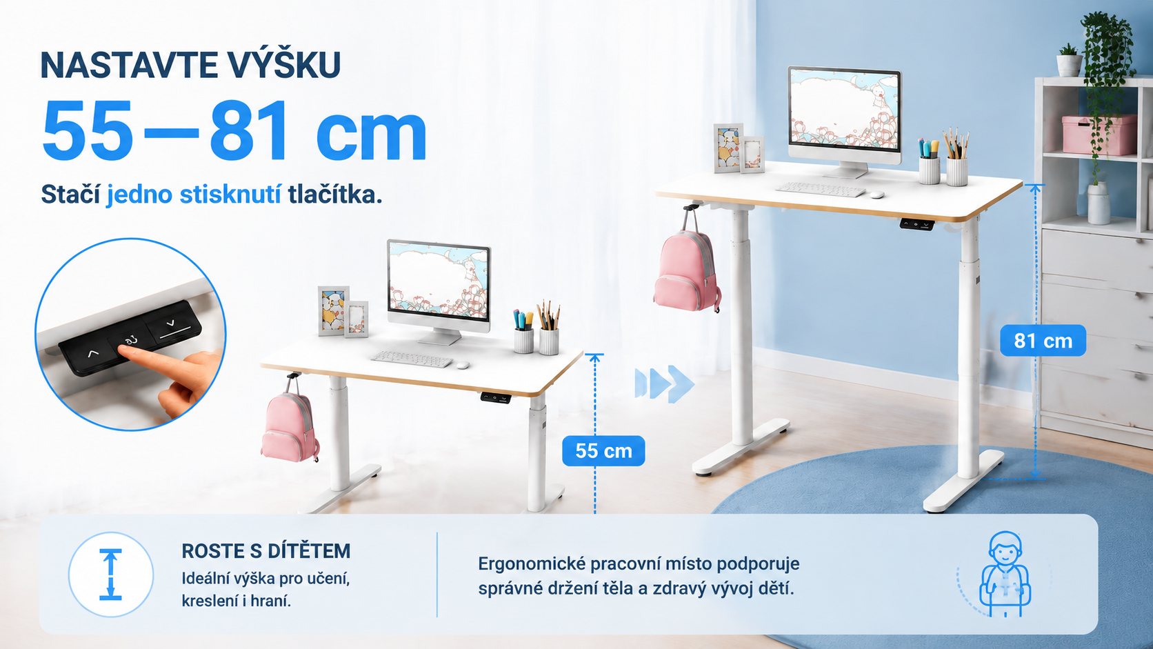 Ergonomické pracovní místo s dětským stolem Ultradesk Pulsar