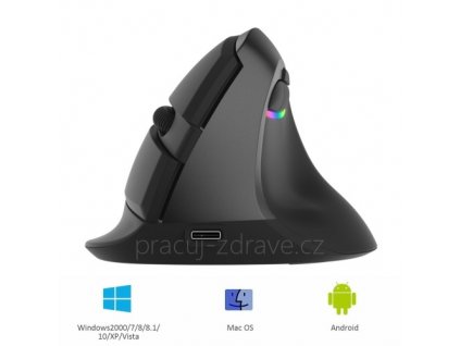 DeLUX M618 mini bezdrátová vertikální myš černá  dualní bezdrátová + Bluetooth myš, pro malé dlaně