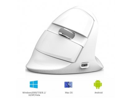 DeLUX M618 mini bezdrátová vertikální myš bílá  dualní bezdrátová + Bluetooth myš, pro malé dlaně