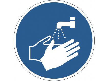 Povinná značka "Umyjte si ruce" odnímatelná  Rozměry: ?430 mm, tloušťka: 0,2 mm