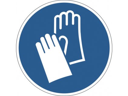Povinná značka "Používejte ochranné rukavice" odnímatelná  Rozměry: ?430 mm, tloušťka: 0,2 mm