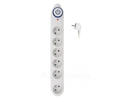 Solight přepěťová ochrana, 150J, 6 zásuvek, 3m, bílá