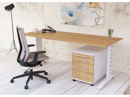 Set kancelářský stůl + kontejner DESK FIX 205 bílá podnož