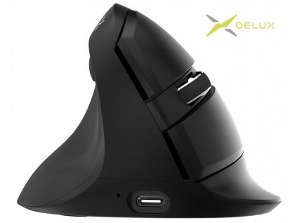 DeLUX M618 mini levoruká bezdrátová vertikální myš černá  dualní bezdrátová + Bluetooth myš, pro malé dlaně