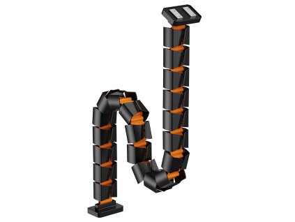 Organizér kabelů, magnetický husí krk, 128 cm, Powerton černo oranžový 1