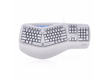 Perixx PERIBOARD 312 bílá ergonomická klávesnice  podsvícená s usb hubem - 2 porty