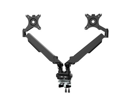 polohovatelny drzak pro 2 monitory ms006d 2 9 kg svorka a pruchodka stolu 17 32 usb hub 75x75 100x100 cerny 1