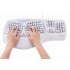 Perixx PERIBOARD 312 bílá ergonomická klávesnice  podsvícená s usb hubem - 2 porty