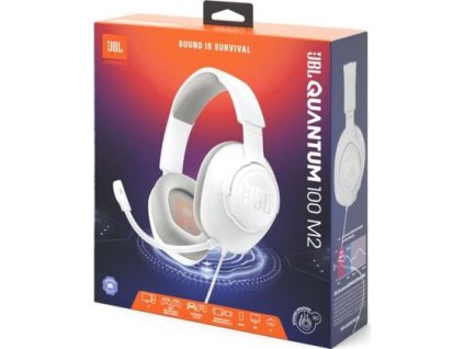 JBL Quantum 100M2 slúchadlové káblové herné slúchadlá s mikrofónom, biela EU