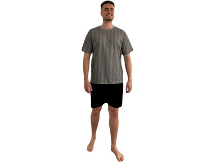 Pánské pyžamo krátký rukáv Kryštof světle šedá (Velikost L)