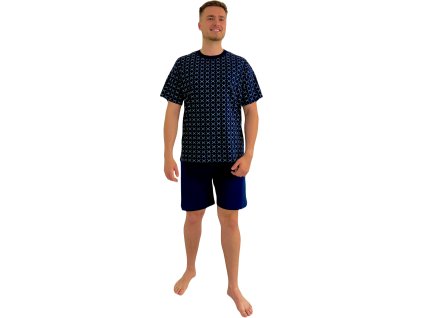 Pánské pyžamo krátký rukáv Kryštof modrá (Velikost L)