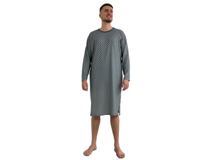 Pánská noční košile dlouhý rukáv -  šedá (Velikost M)