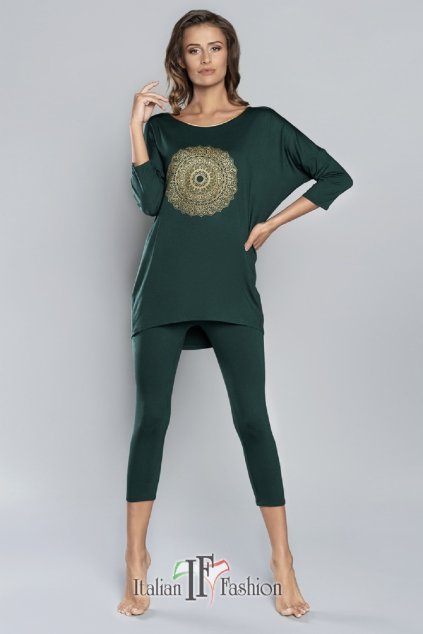 Dámské pyžamo Italian Fashion Mandala 3/4 khaki