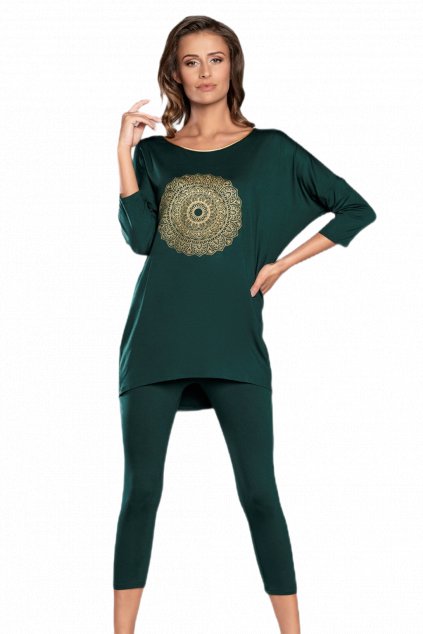 Dámské pyžamo Italian Fashion Mandala 3/4 khaki