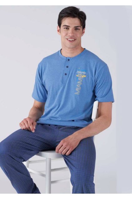 Pánské pyžamo Karelpiu KC8246 (Velikost M, Barva Modrá)