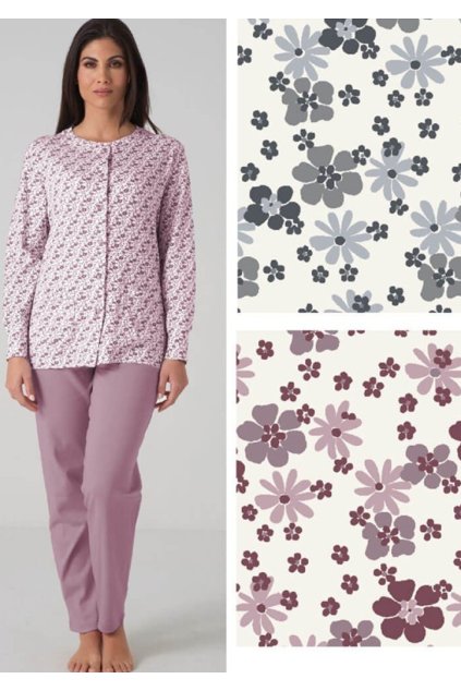 Dámské pyžamo KarelPiu KF5025 (Velikost L, Barva Sv. šedá)