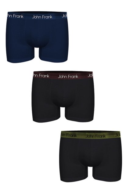 Pánské boxerky John Frank JF3BPB04 3PACK (Velikost L, Barva Dle obrázku)