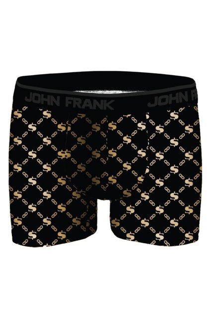 Pánské boxerky John Frank JFBDMET101-CHAIN GOLD (Velikost L, Barva Černá)