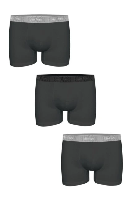 Pánské boxerky John Frank JF3BBLK02 3Pack (Velikost L, Barva Černá)