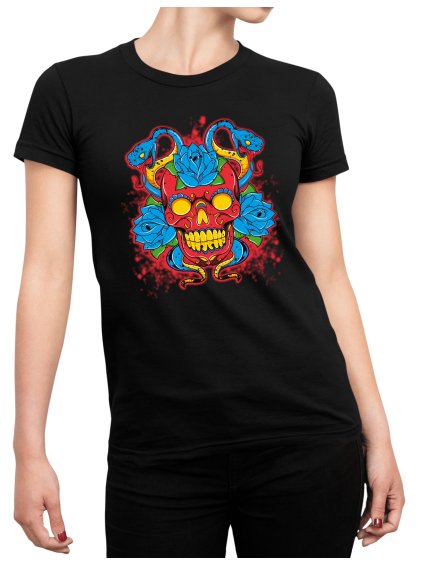 Tričko s potiskem Barevná Lebka