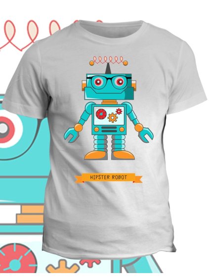 Tričko s potiskem Hipster Robot