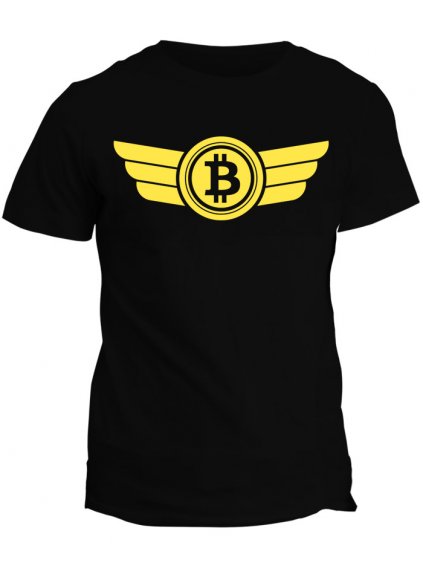 Tričko s potiskem Bitcoin Logo Wings