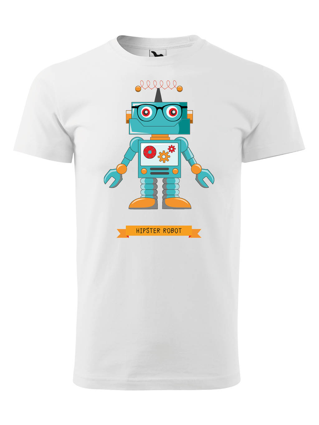 Praďoch Tričko s potiskem Hipster Robot Pohlaví: Dětské tričko, Barva textilu: Bílá