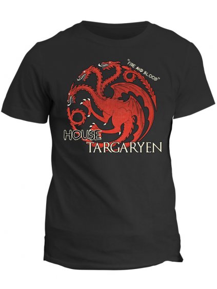 Tričko Game of Thrones - House Targaryen (Pohlaví Dámské, Barva Bílá, Velikost Dětské (8 let))