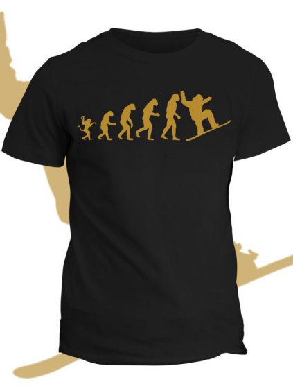 Tričko s potiskem Evolution of snowboarder (Pohlaví Dámské, Barva Bílá, Velikost Pánská L)