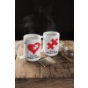 mockup of two mugs with steaming water surrounded by tea leaves 23902 min