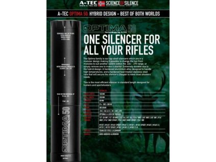Tlmič A-TEC, OPTIMA 50, modulový, kaliber do .30˝(7,62mm), na adaptér A-LOCK Mini