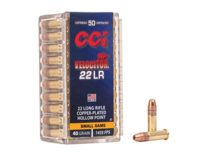 .22LR CCI Velocitor 40gr/2,59g Copper-Plated HP - 50 ks
