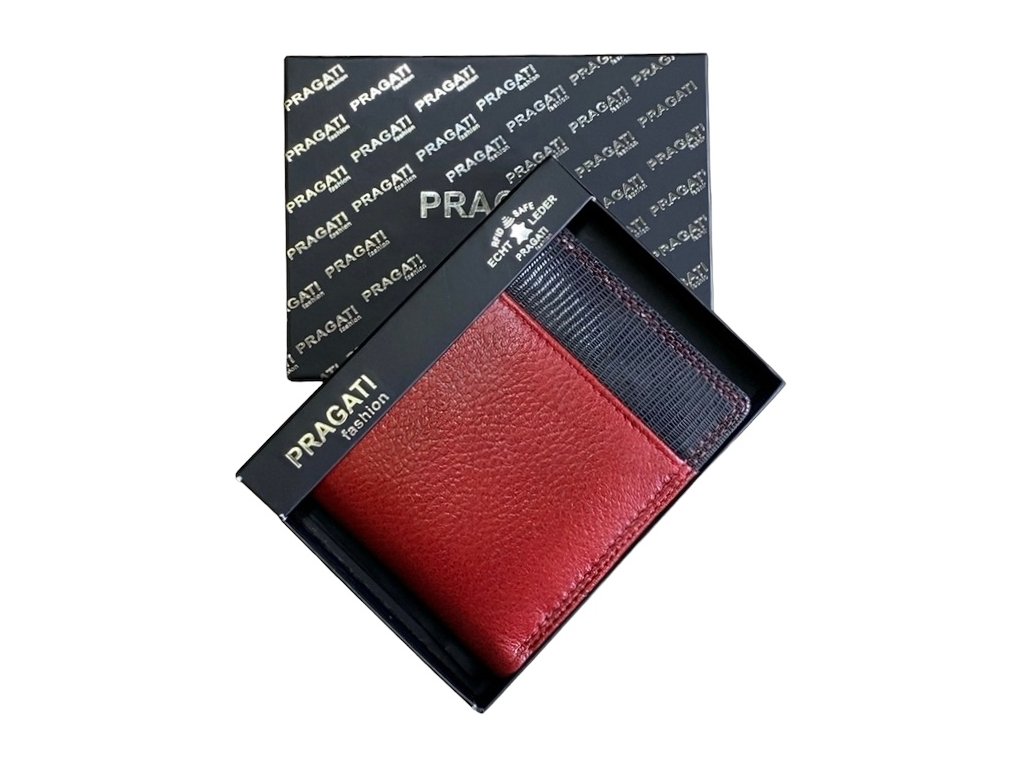 Pánská kožená peněženka Pragati v červeno/černém provedení
